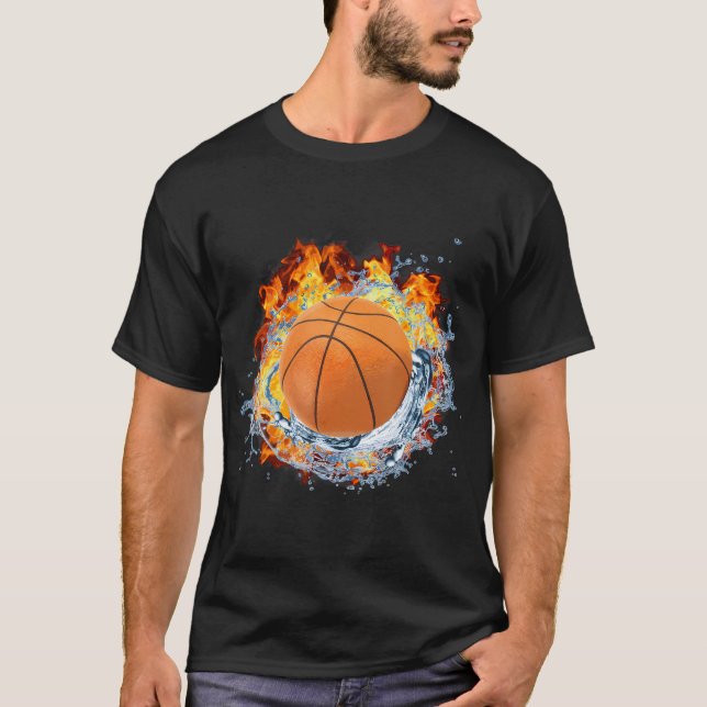 Basketball Ice Stänk Fire Flame Coola Player T Shirt (Framsida)