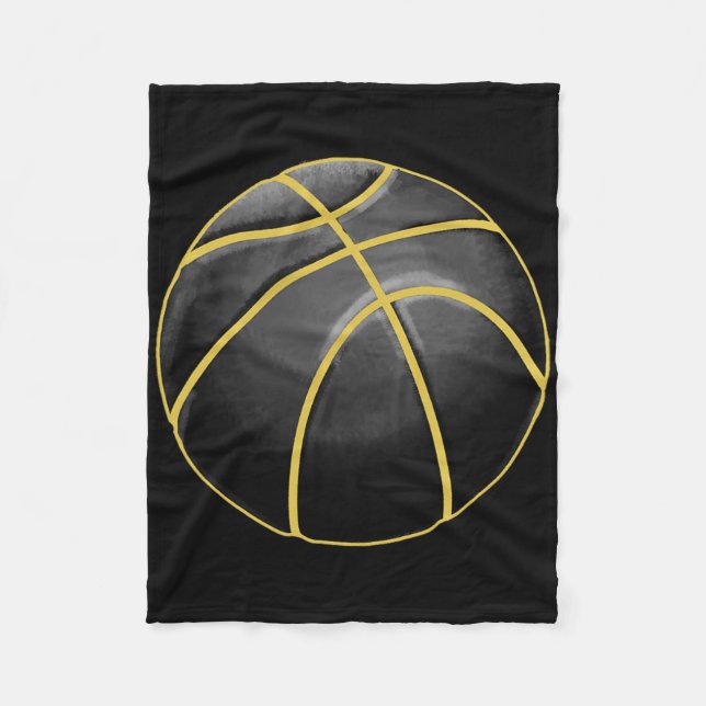 Basketball Illustration Black Guld Boll Design Str Fleecefilt (Framsidan)