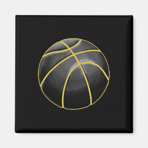 Basketball Illustration Black Guld Boll Design Str Magnet