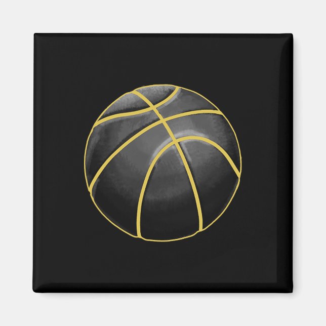 Basketball Illustration Black Guld Boll Design Str Magnet (Framsidan)