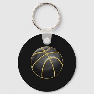 Basketball Illustration Black Guld Boll Design Str Nyckelring