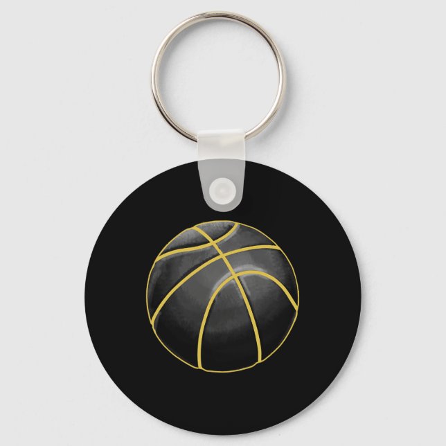 Basketball Illustration Black Guld Boll Design Str Nyckelring (Framsida)