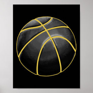 Basketball Illustration Black Guld Boll Design Str Poster