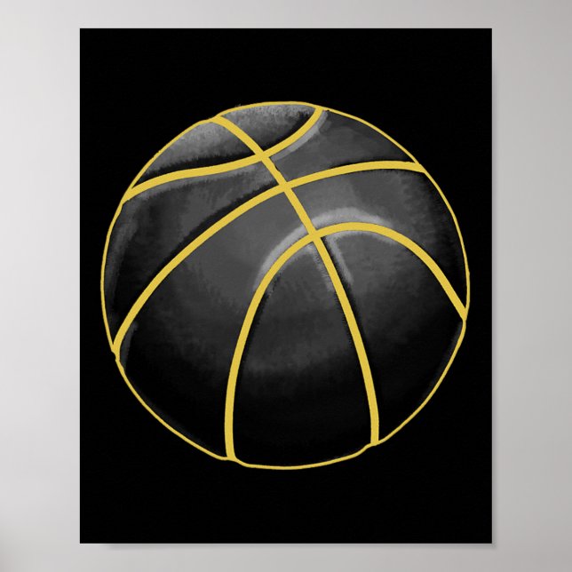 Basketball Illustration Black Guld Boll Design Str Poster (Framsidan)
