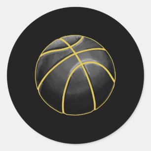 Basketball Illustration Black Guld Boll Design Str Runt Klistermärke