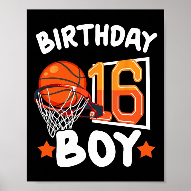 Basketball Im 16 år gammal 16:e födelsedagspojkdec Poster (Framsidan)