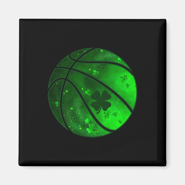 Basketball Irish Shamrock Lucky Klöver St Patrick Magnet (Framsidan)