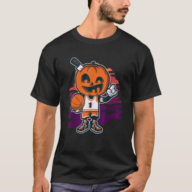 Basketball Jackolantern for Horror Fläkt T Shirt (Framsida)