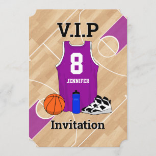 Basketball Jersey på Födelsedagsfest magenta Inbjudningar