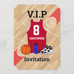 Basketball Jersey på Födelsedagsfest rött Inbjudningar