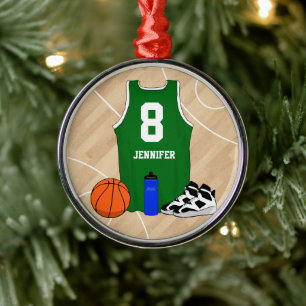 Basketball Jersey på grönt Julgransprydnad Metall