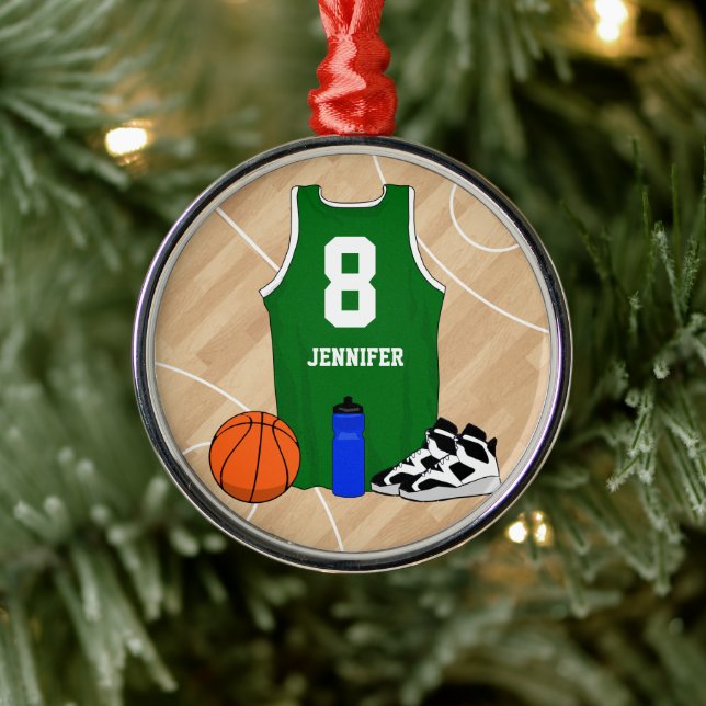 Basketball Jersey på grönt Julgransprydnad Metall (Träd)