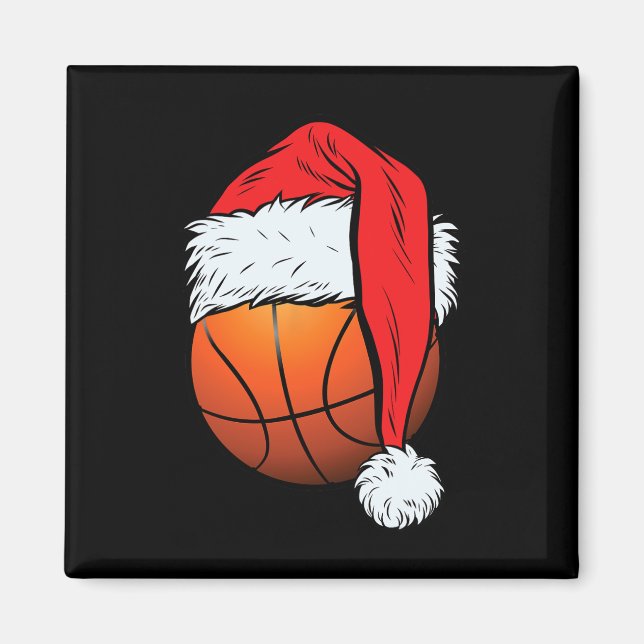 Basketball jul Boll Santa Hat Julafton Boys Manar Magnet (Framsidan)