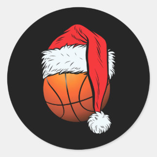 Basketball jul Boll Santa Hat Julafton Boys Manar Runt Klistermärke