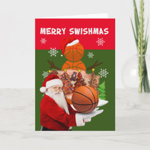 Basketball jul MERRY SWISHMAS Jultomten Kort