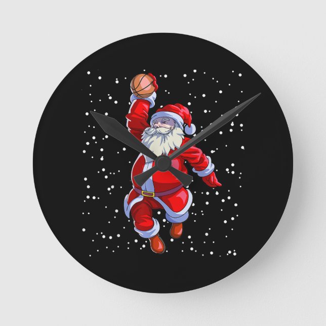 Basketball jul Shirt Manar Boys Basketball San Rund Klocka (Framsida)