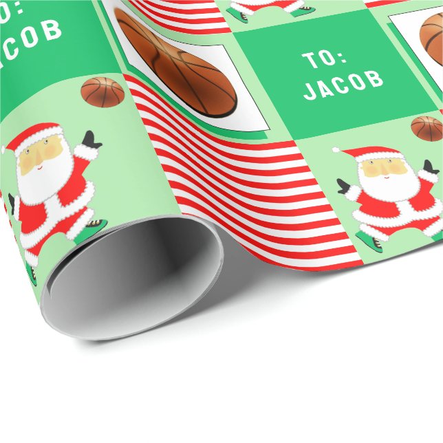 Basketball Juli Helgdag Gift Presentpapper (Rullad Hörn)