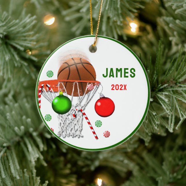 Basketball-julklapp - insamlingsbar julgransprydnad keramik (Träd)