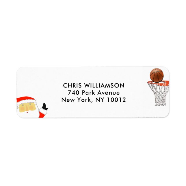 Basketball julretur adressetiketter returadress etikett (Framsidan)