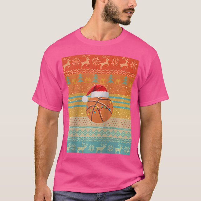 Basketball jultomte Ljus Base Helgdag T Shirt (Framsida)