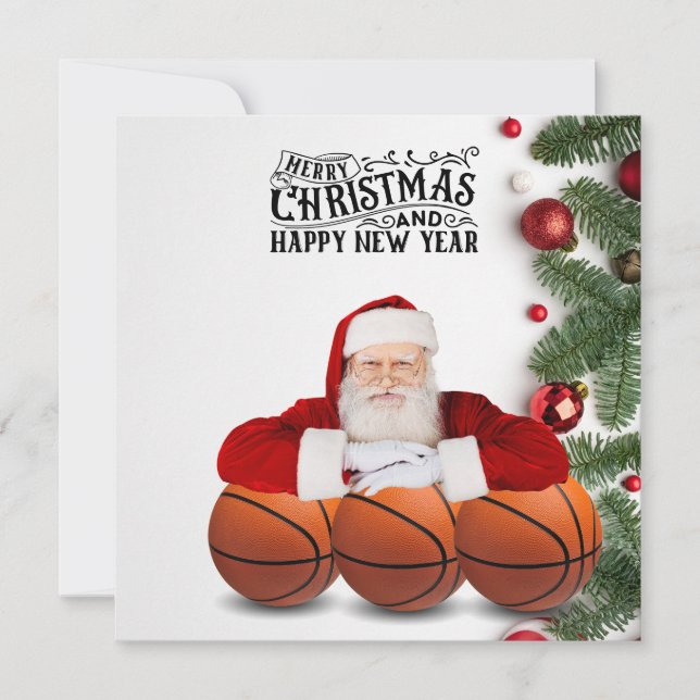 Basketball Jultomten God jul, nyår Kort (Framsida)