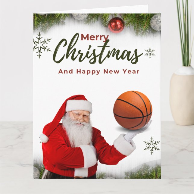Basketball Jultomten God jul, nyår Kort (Framsida)