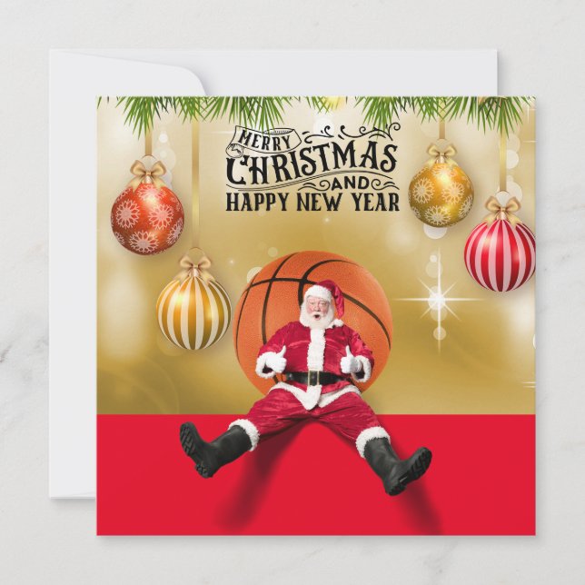 Basketball Jultomten God jul, nyår Kort (Framsida)