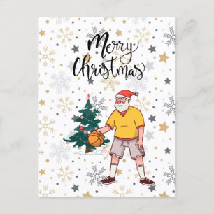 Basketball Jultomten leker med jul Helg Vykort