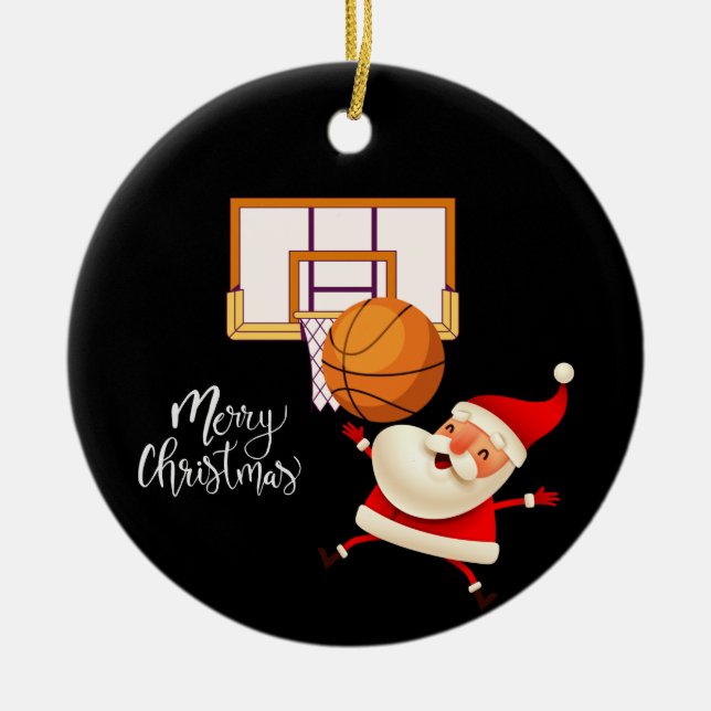 Basketball Jultomten leker med jul Julgransprydnad Keramik (Framsidan)
