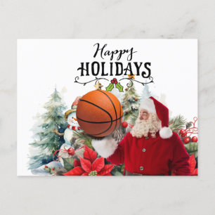 Basketball Jultomten med Snögubbe till jul Helg Vykort