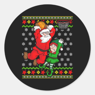 Basketball Jultomten Slam dunk Elf Ugly Christma Runt Klistermärke