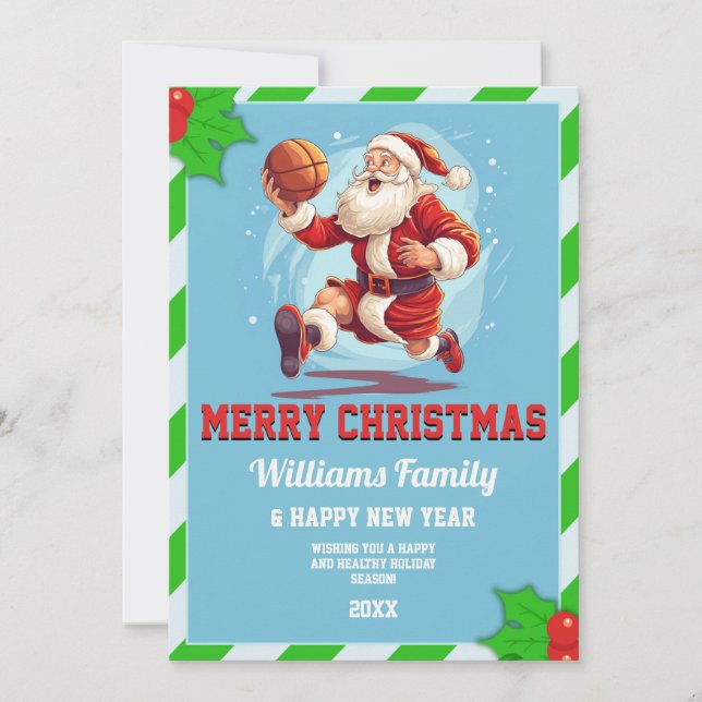 Basketball jultomten Tecknad Inbjudningar (Framsida)