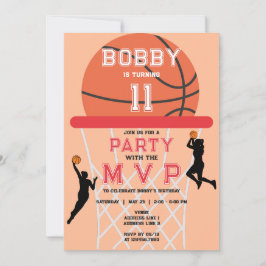 Basketball Jumpman Peach Fuzz Woman Girl Birthday Inbjudningar