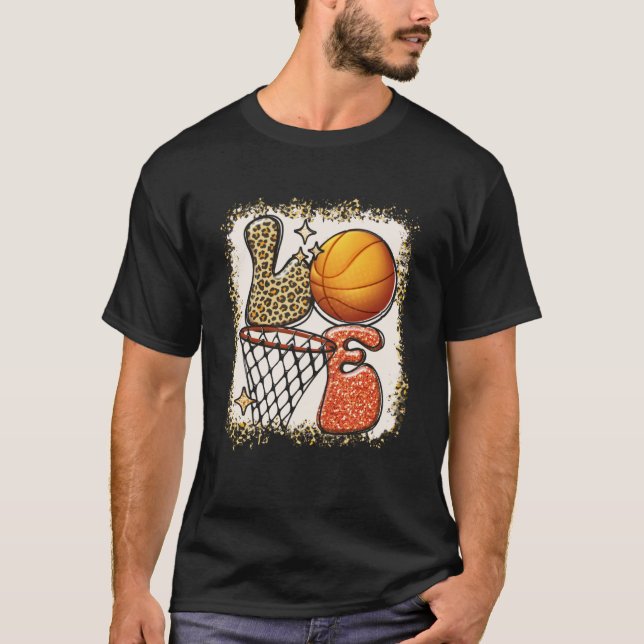 Basketball KÄRLEK Baller Girl Leopard Skriv ut sof T Shirt (Framsida)