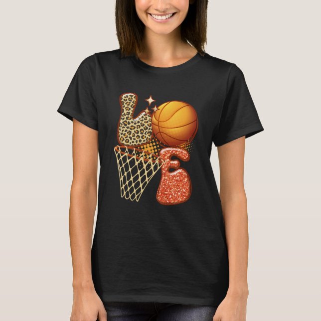 Basketball KÄRLEK Baller Girl Leopard Skriv ut sof T Shirt (Framsida)
