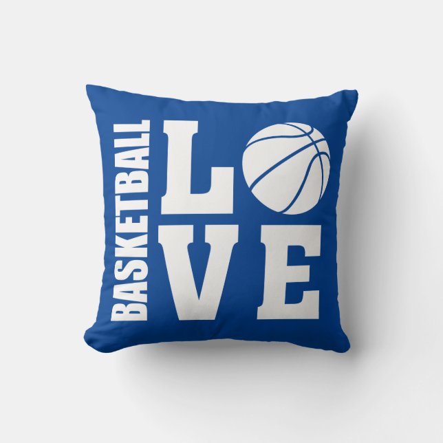 Basketball Kärlek Blue Kudde (Framsida)