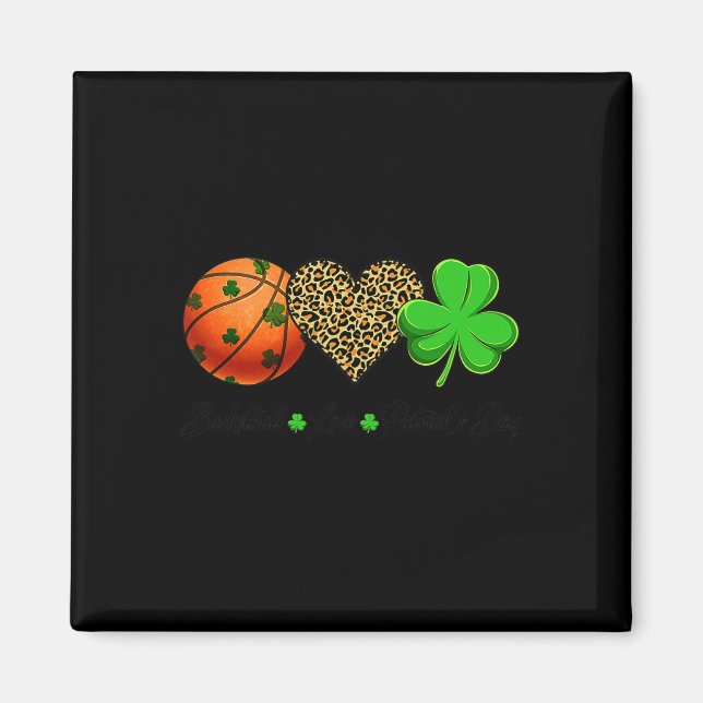 Basketball Kärlek Saint patrick's day Shamrock Clo Magnet (Framsidan)