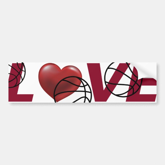 Basketball kärlek-stötfångare och istäcke bildekal (Framsidan)