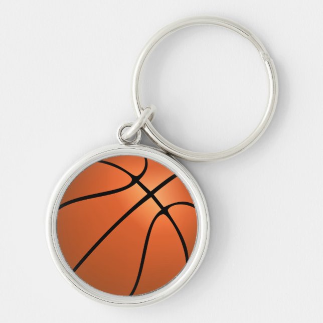 Basketball Keychain Gift Rund Silverfärgad Nyckelring (Framsidan)