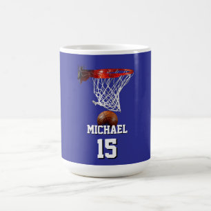 Basketball Lägg till Ditt Namn & Nummer Pop Art Kaffemugg