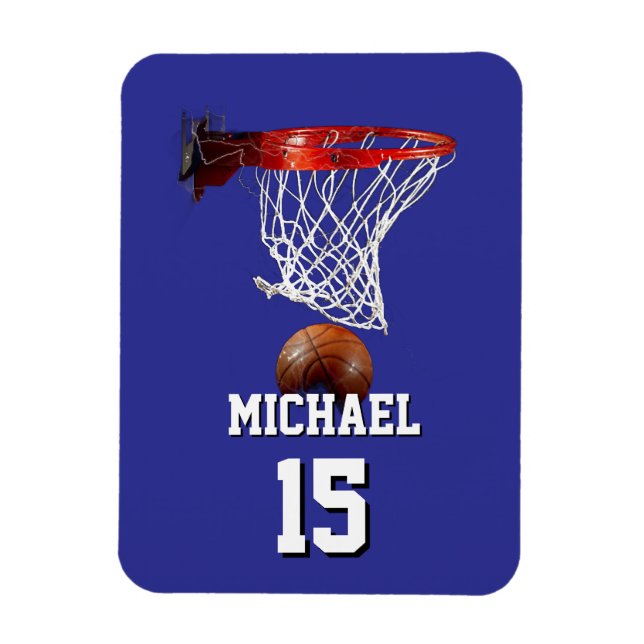 Basketball Lägg till Ditt Namn & Nummer Pop Art Magnet (Vertikal)