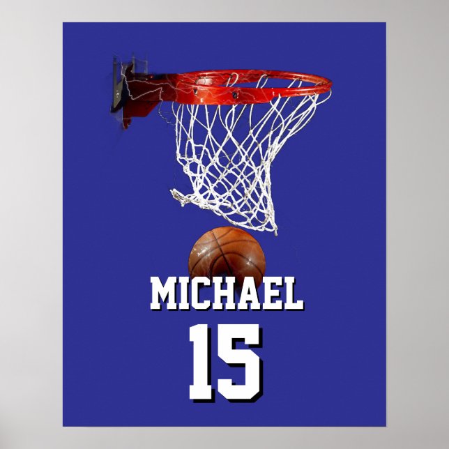 Basketball Lägg till Ditt Namn & Nummer Pop Art Poster (Framsidan)