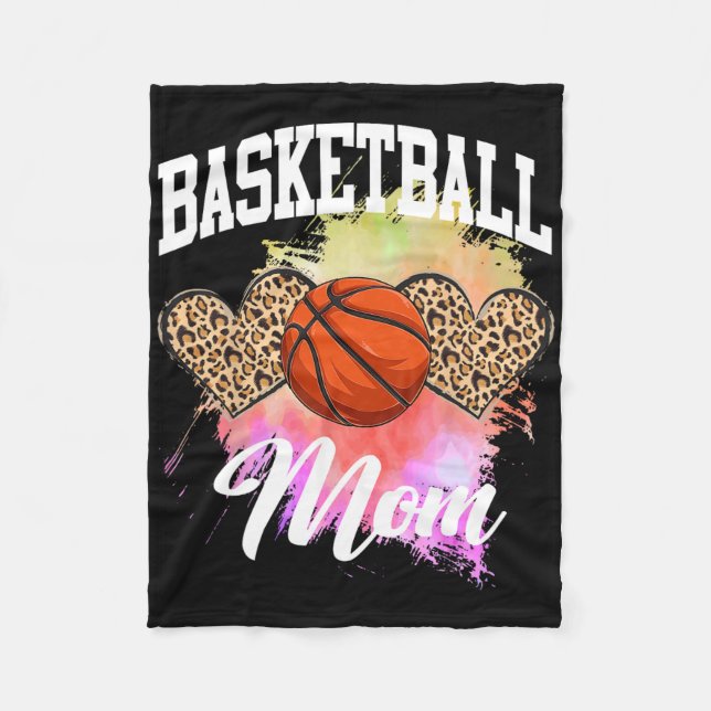 Basketball Leopard Heart Tie Dye Basketball Mamma  Fleecefilt (Framsidan)
