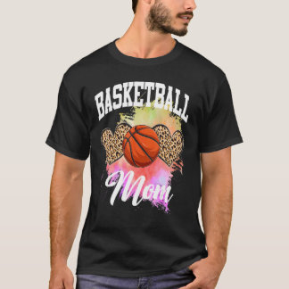 Basketball Leopard Heart tie dye Basketball Mamma T Shirt