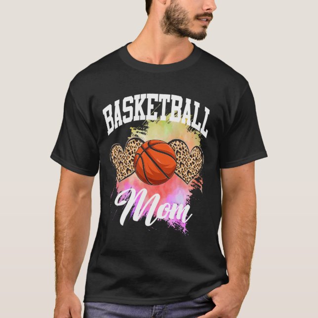 Basketball Leopard Heart Tie Dye Basketball Mamma  T Shirt (Framsida)