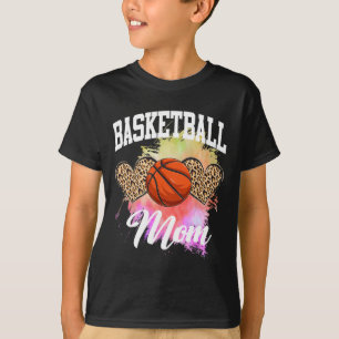Basketball Leopard Heart tie dye Basketball Mamma T Shirt