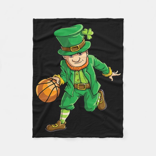 Basketball Leprechaun St patricks day Boys Kids Me Fleecefilt (Framsidan)