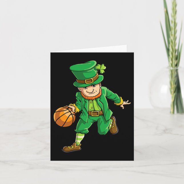 Basketball Leprechaun St patricks day Boys Kids Me Kort (Framsida)
