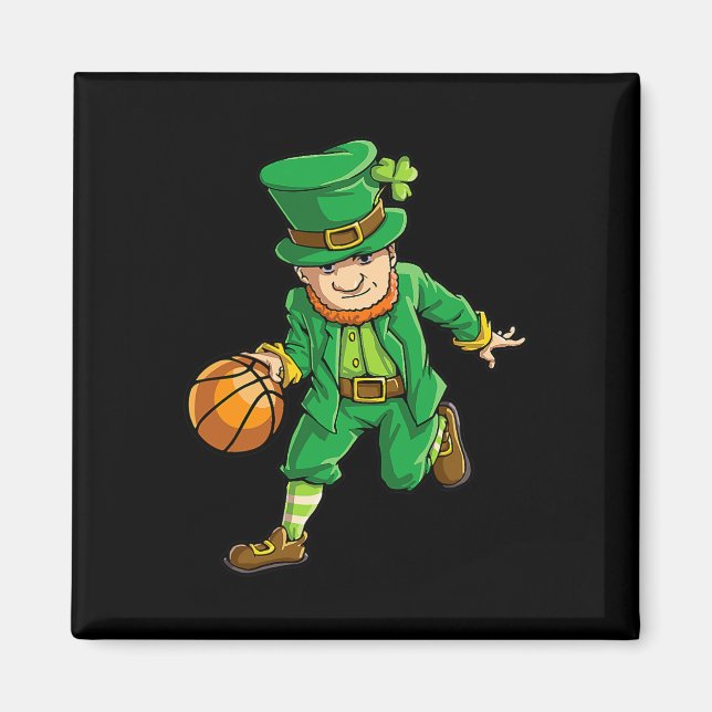 Basketball Leprechaun St patricks day Boys Kids Me Magnet (Framsidan)
