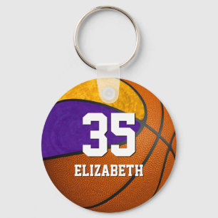 Basketball lila guld (jersey-nummer) nyckelring